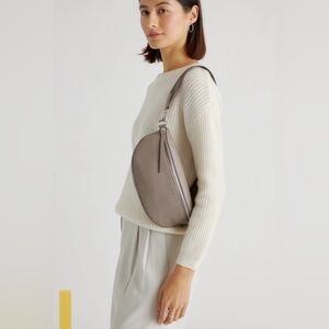 Italian Pebbled Leather Sling Bag
 Gray Shoulder Bag